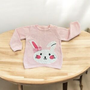 MOTHERCARE Girls Pink Easter Bunny Pullover Sweater Size 9-12 Months ADORABLE!